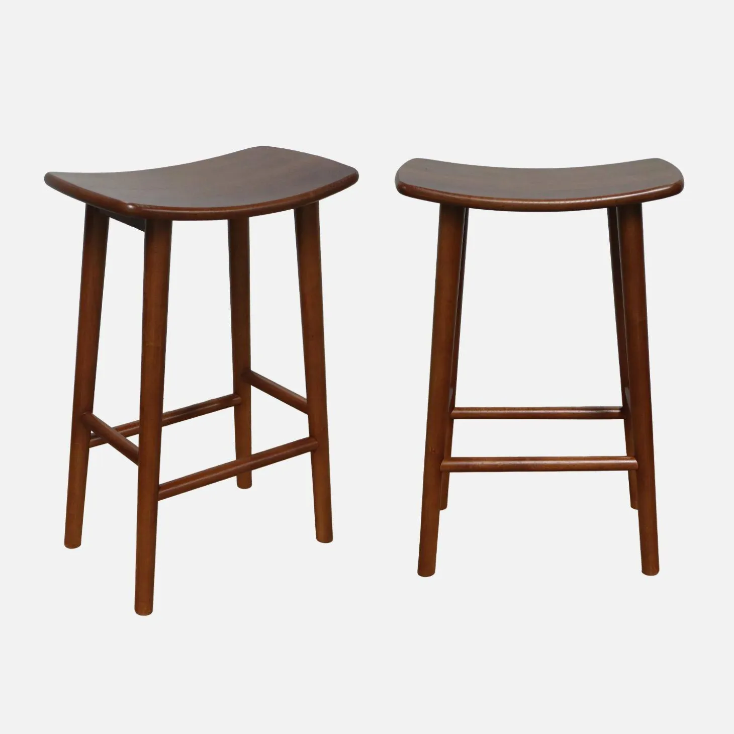 Set of 2 vintage bar stools, rubberwood