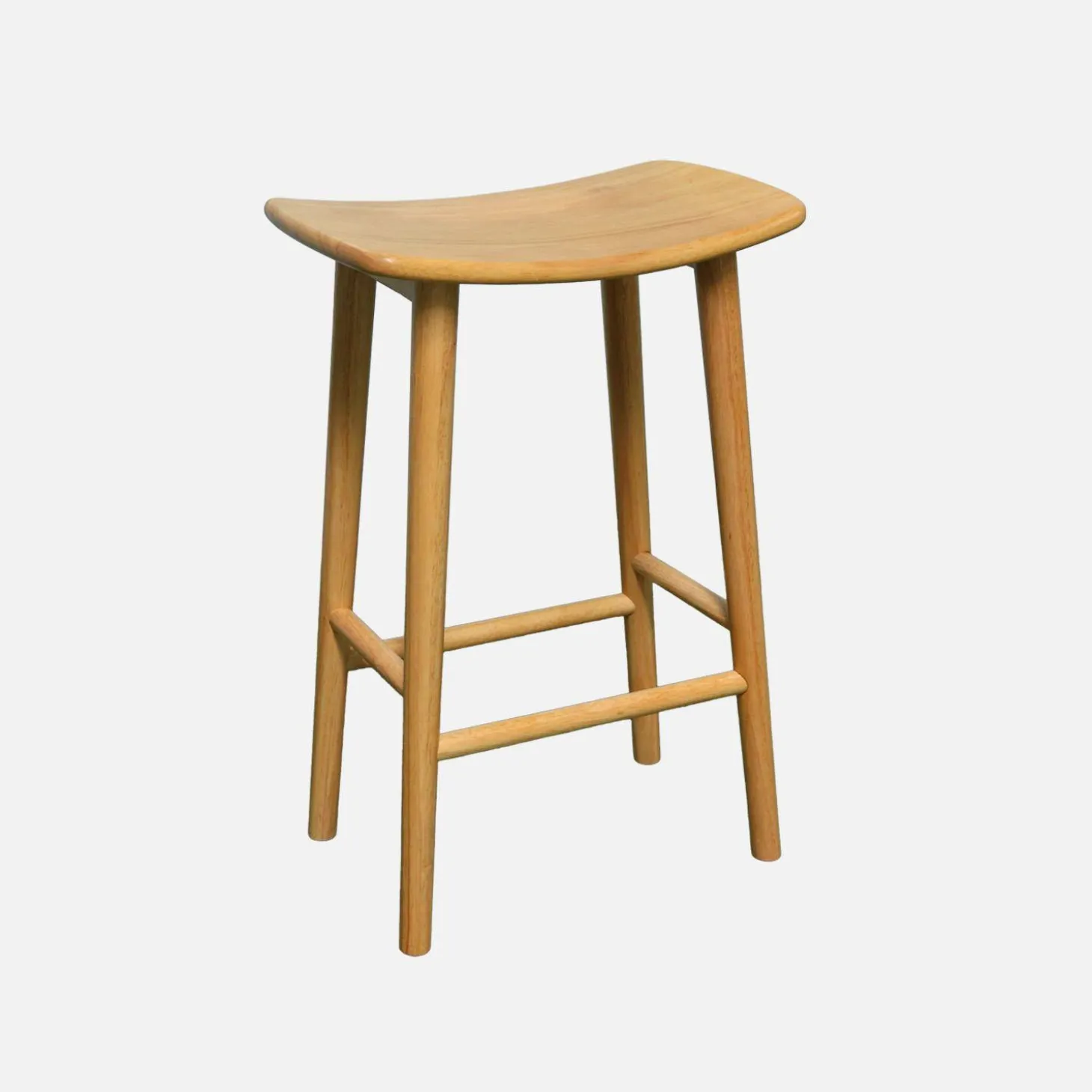 Set of 2 vintage bar stools, rubberwood
