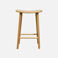 Set of 2 vintage bar stools, rubberwood