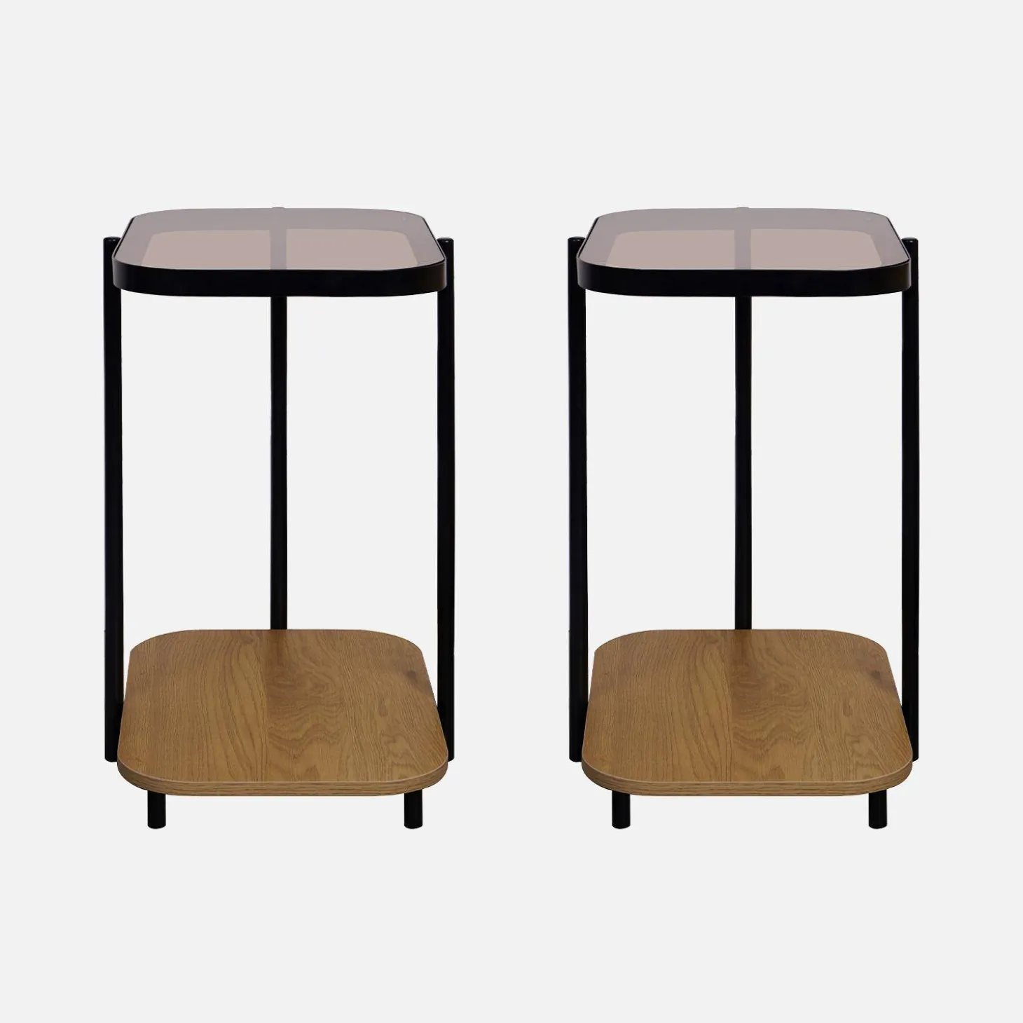 Set of 2 vintage black metal side tables