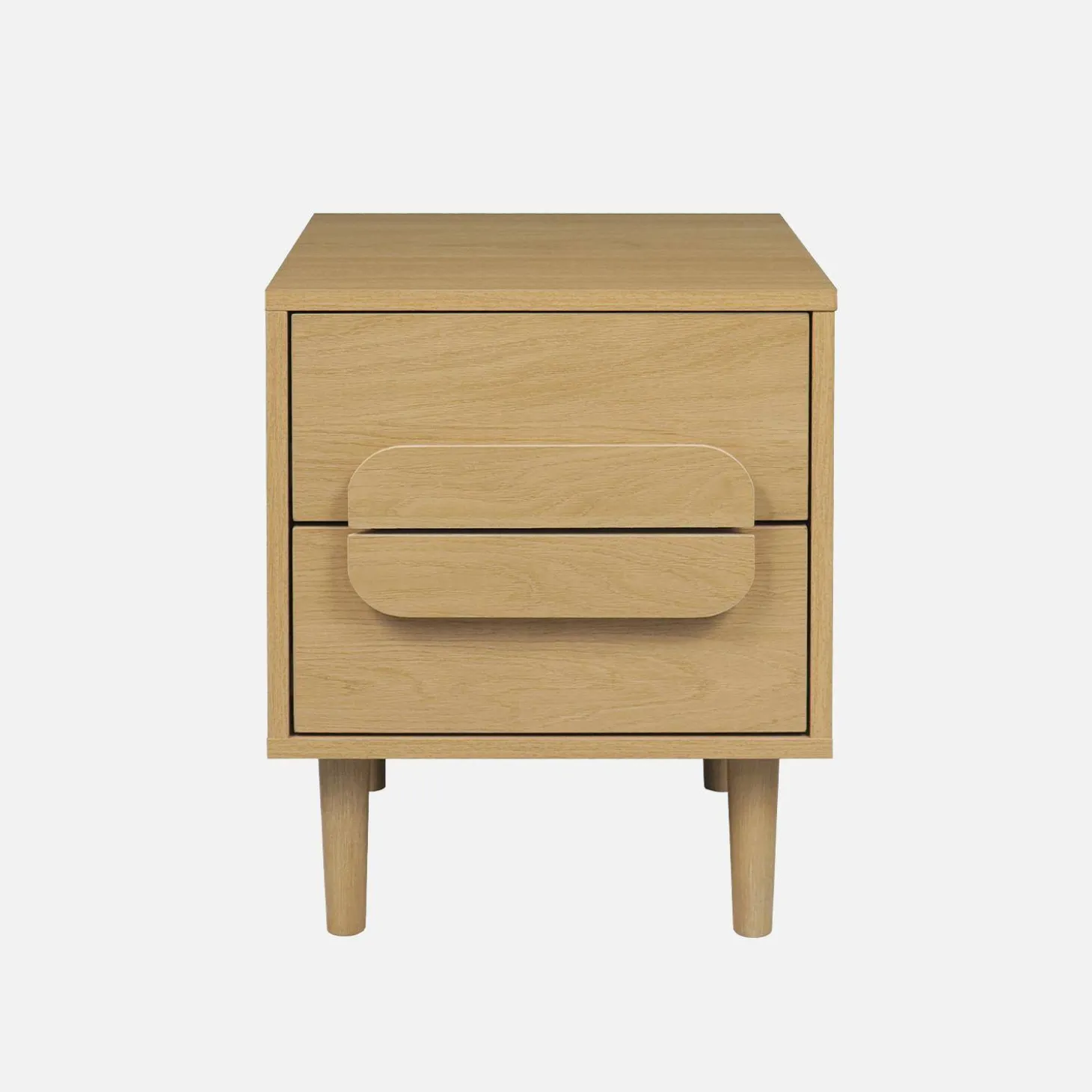 Set of 2 vintage wood effect bedside tables with 2 drawers