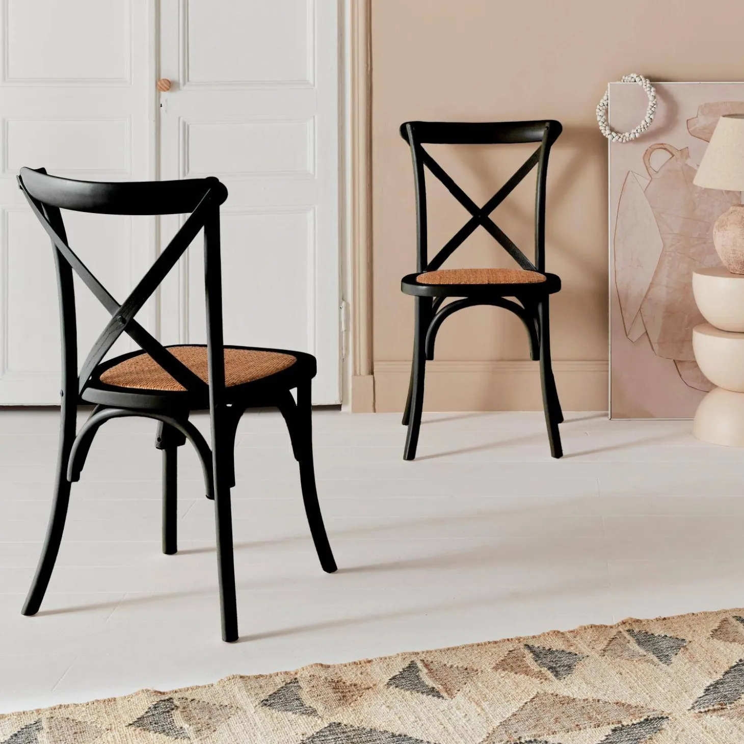 Set of 2 Vintage Wooden Bistro Chairs