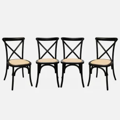Set of 4 vintage wooden bistro chairs