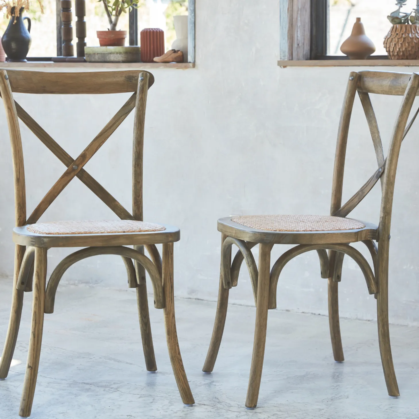 Set of 2 Vintage Wooden Bistro Chairs