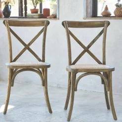 Set of 2 Vintage Wooden Bistro Chairs
