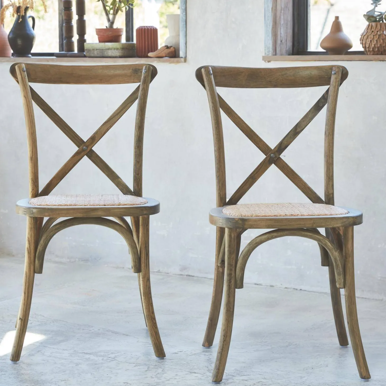 Set of 2 Vintage Wooden Bistro Chairs
