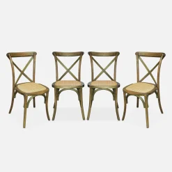 Set of 4 vintage wooden bistro chairs