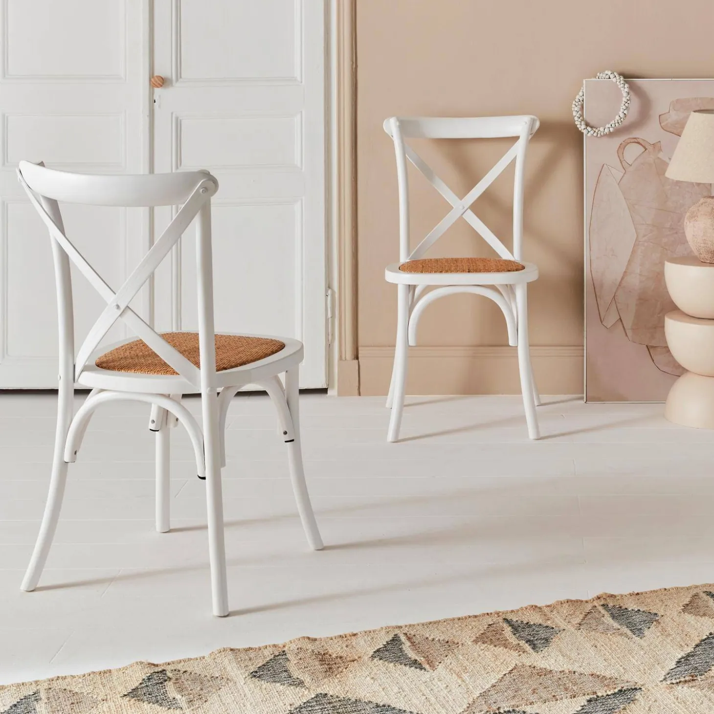Set of 2 Vintage Wooden Bistro Chairs