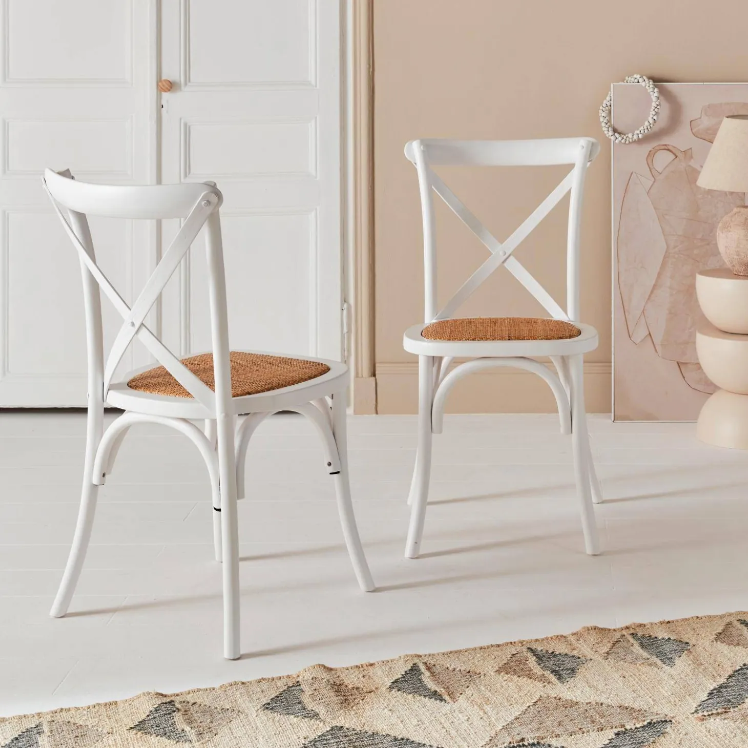 Set of 2 Vintage Wooden Bistro Chairs