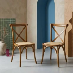 Set of 2 Vintage Wooden Bistro Chairs