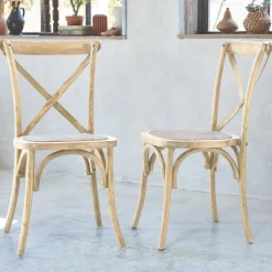 Set of 2 Vintage Wooden Bistro Chairs
