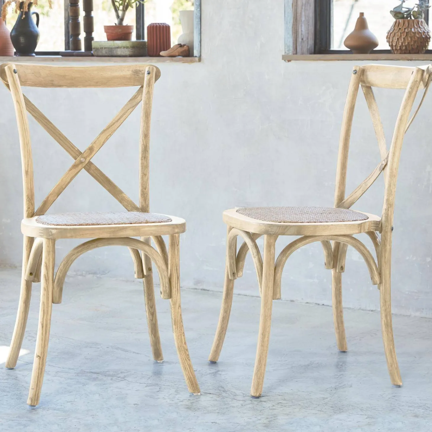 Set of 2 Vintage Wooden Bistro Chairs