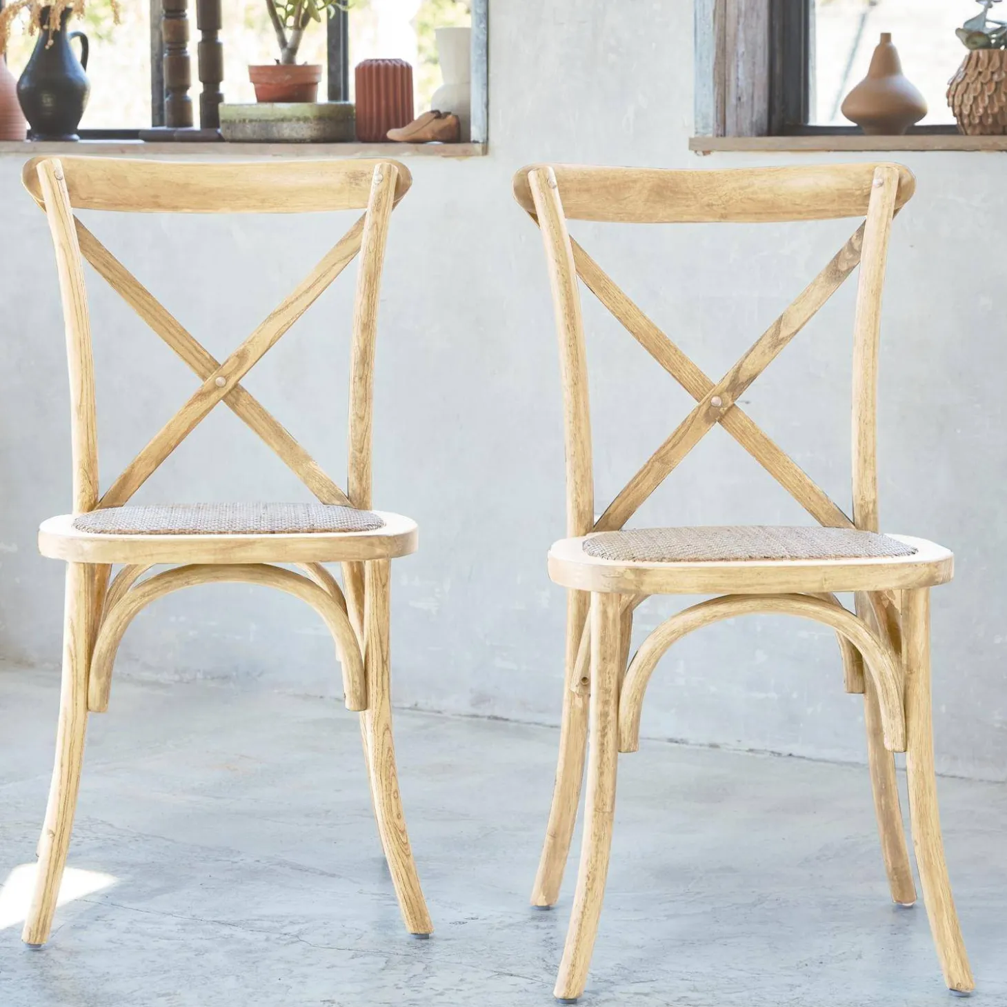 Set of 2 Vintage Wooden Bistro Chairs