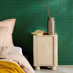 Set of 2 wood effect bedside tables with reversible door