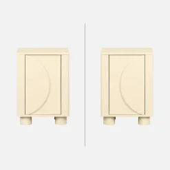 Set of 2 wood effect bedside tables with reversible door