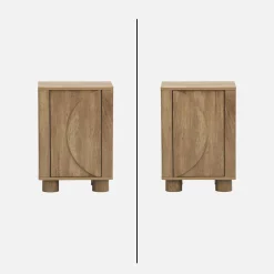 Set of 2 wood effect bedside tables with reversible door