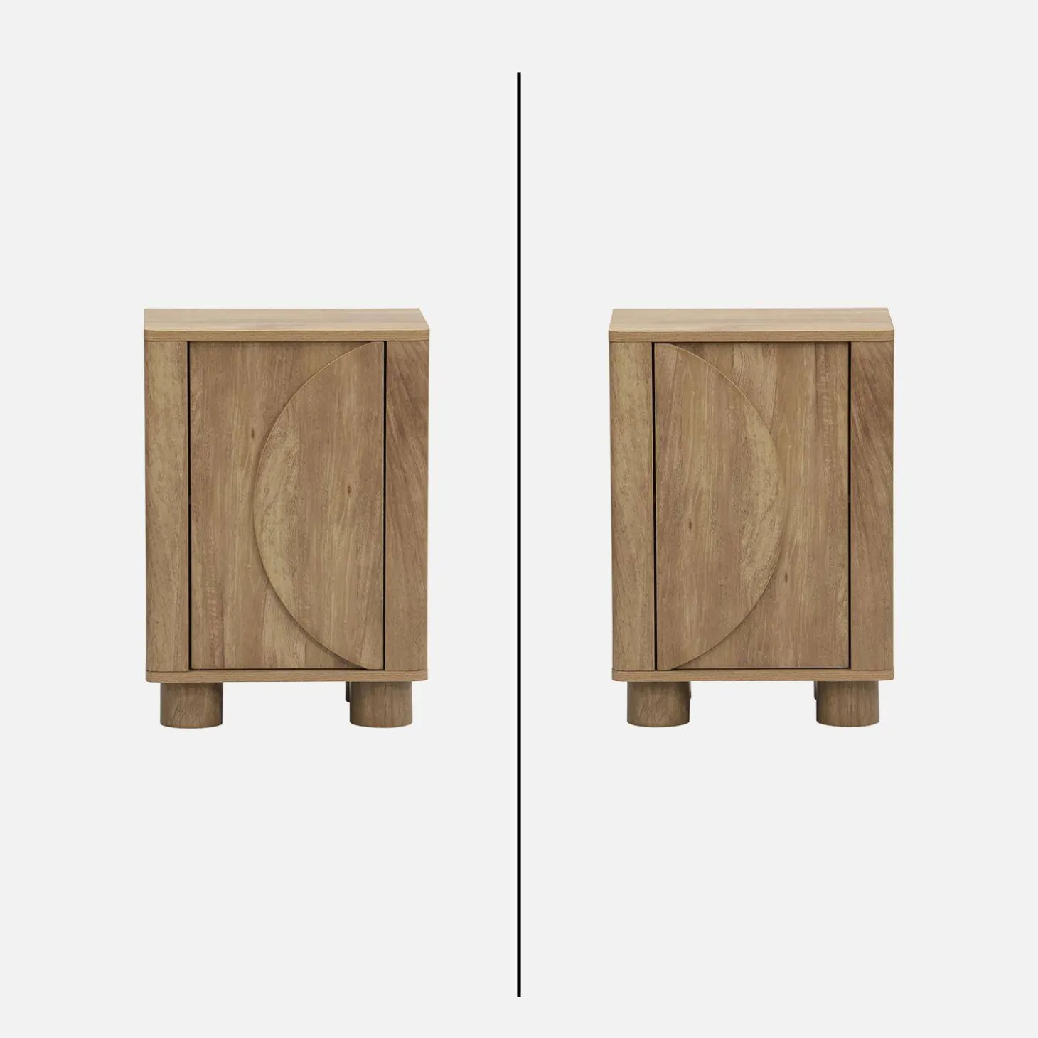 Set of 2 wood effect bedside tables with reversible door