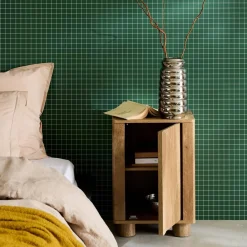 Set of 2 wood effect bedside tables with reversible door