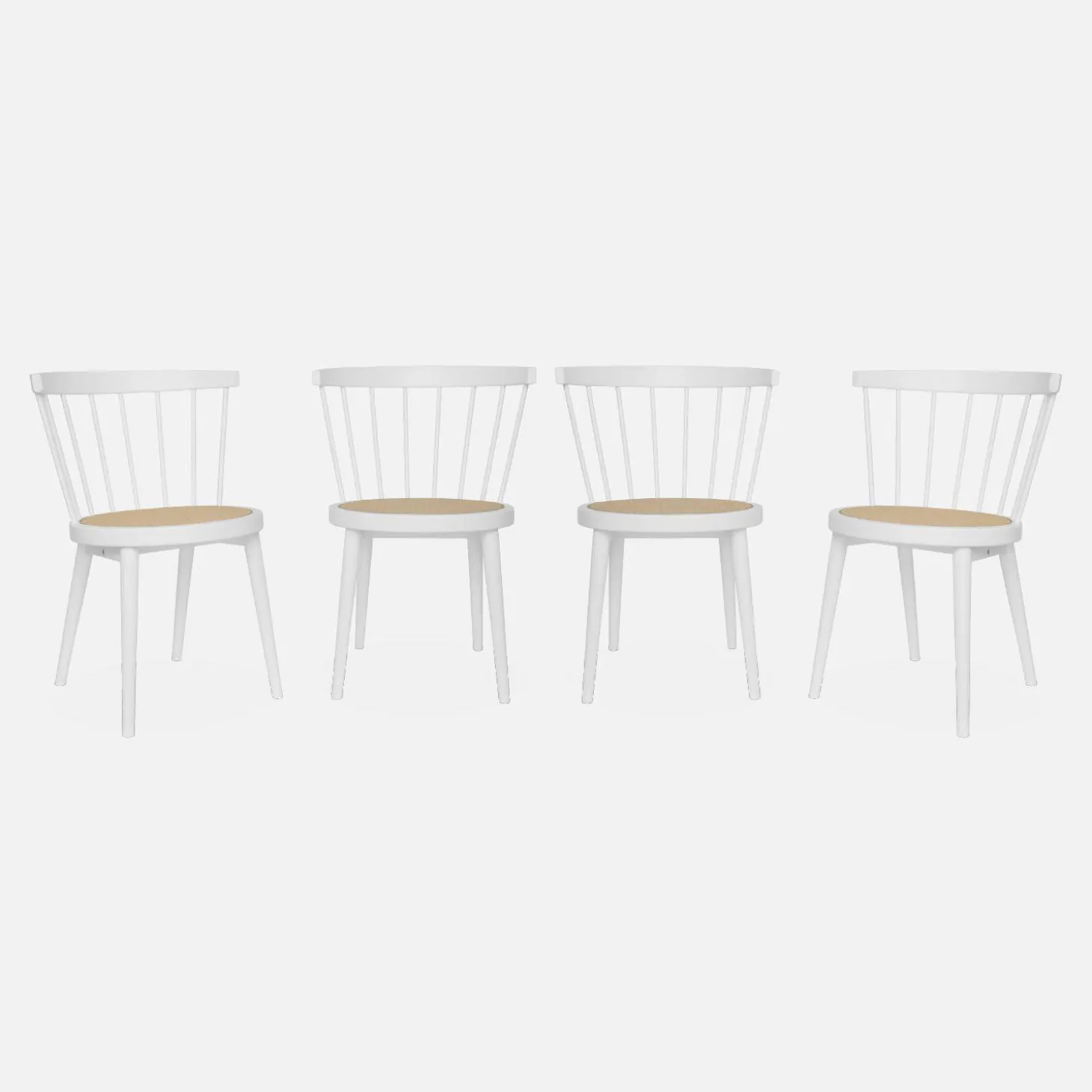 Set of 4 wooden and caned chairs