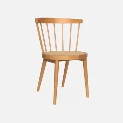 Set of 4 wooden and caned chairs