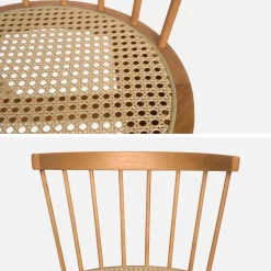 Set of 4 wooden and caned chairs