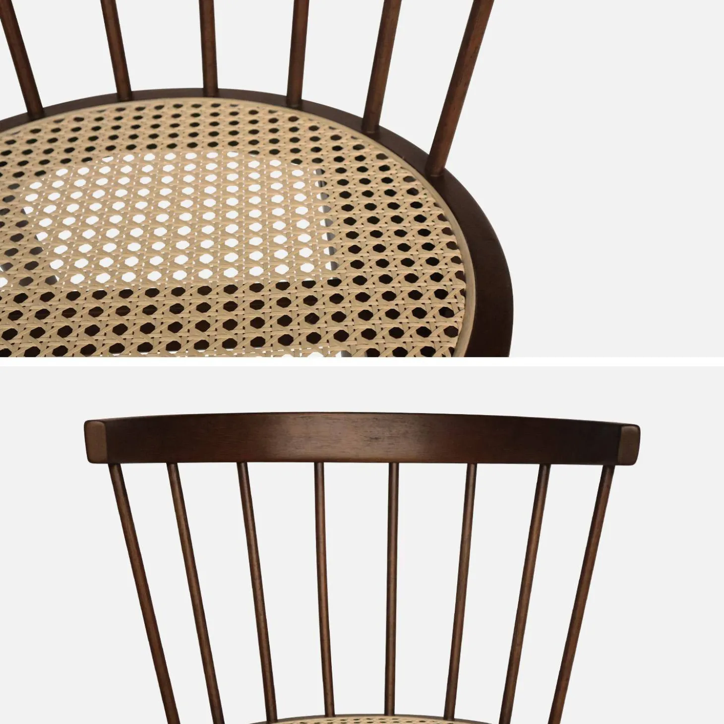 Set of 4 wooden and caned chairs