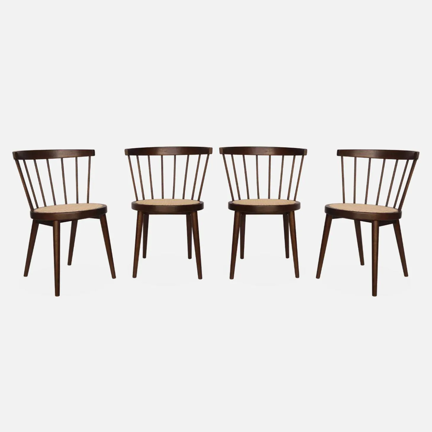 Set of 4 wooden and caned chairs