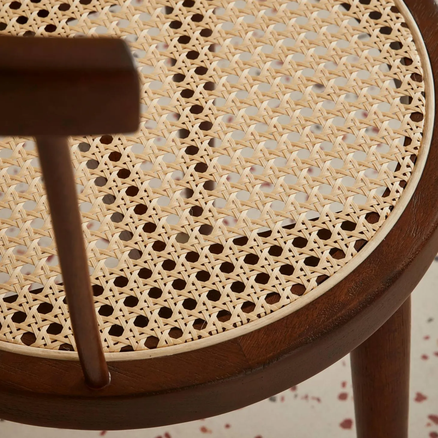 Set of 4 wooden and caned chairs
