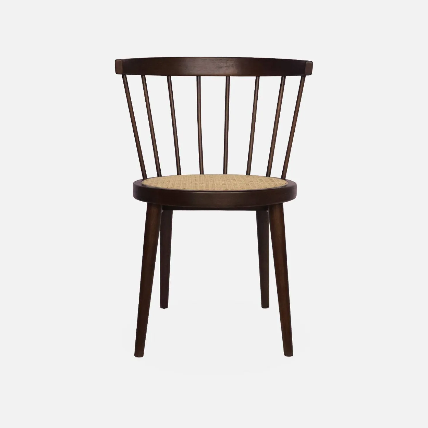 Set of 4 wooden and caned chairs