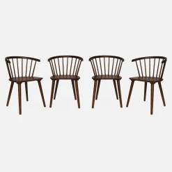 Set of 4 wooden and plywood chairs