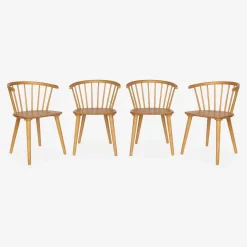 Set of 4 wooden and plywood chairs