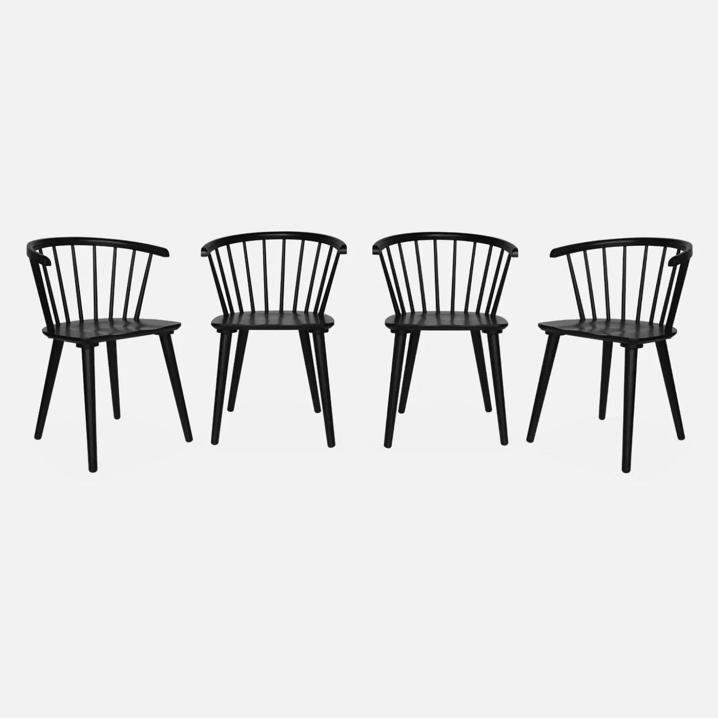 Set of 4 wooden and plywood chairs