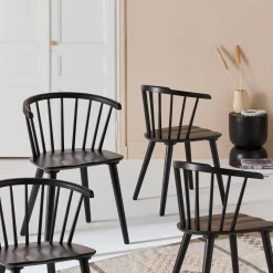 Set of 4 wooden and plywood chairs