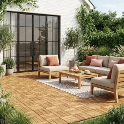 Set of 30x30cm wooden patio tiles, square pattern