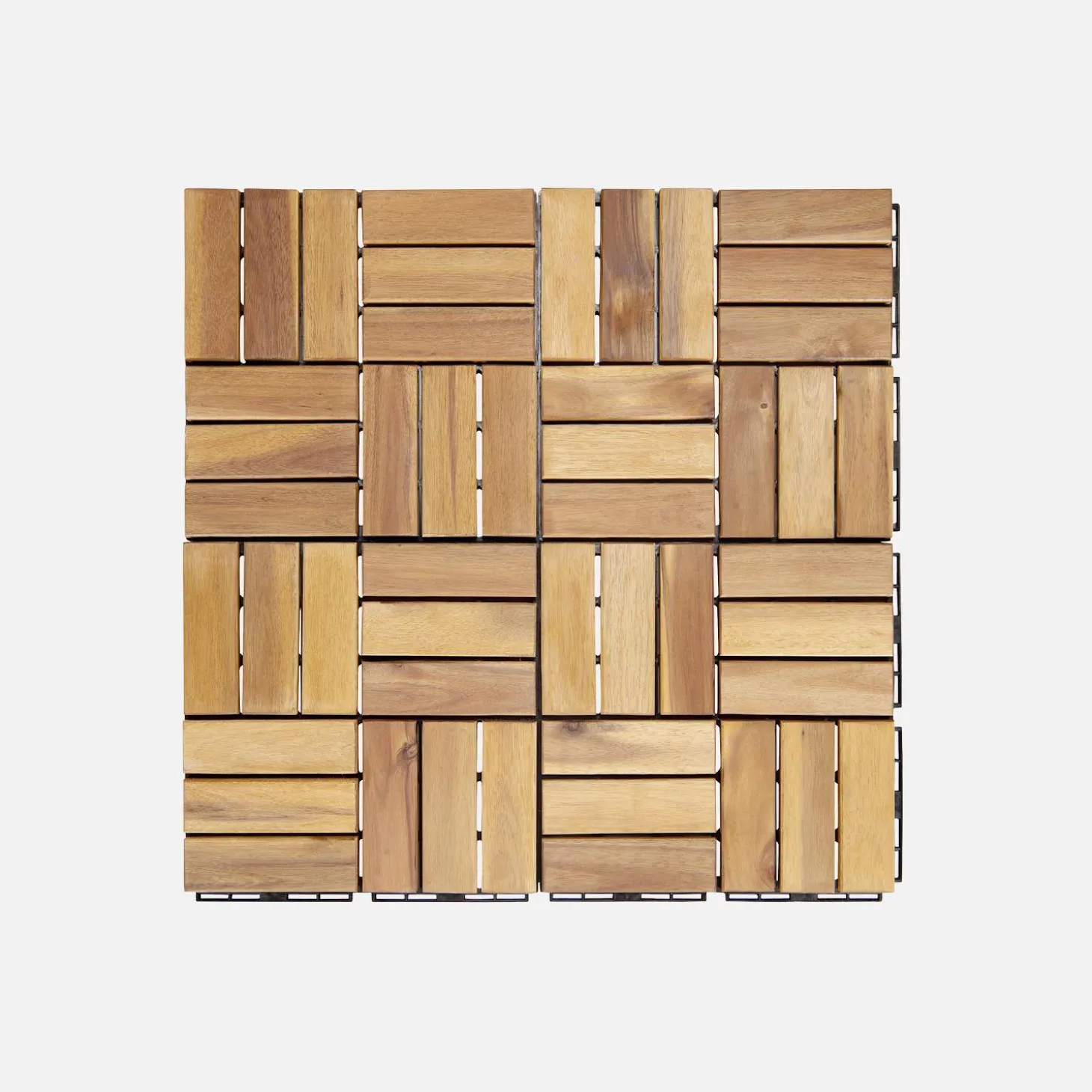 Set of 30x30cm wooden patio tiles, square pattern
