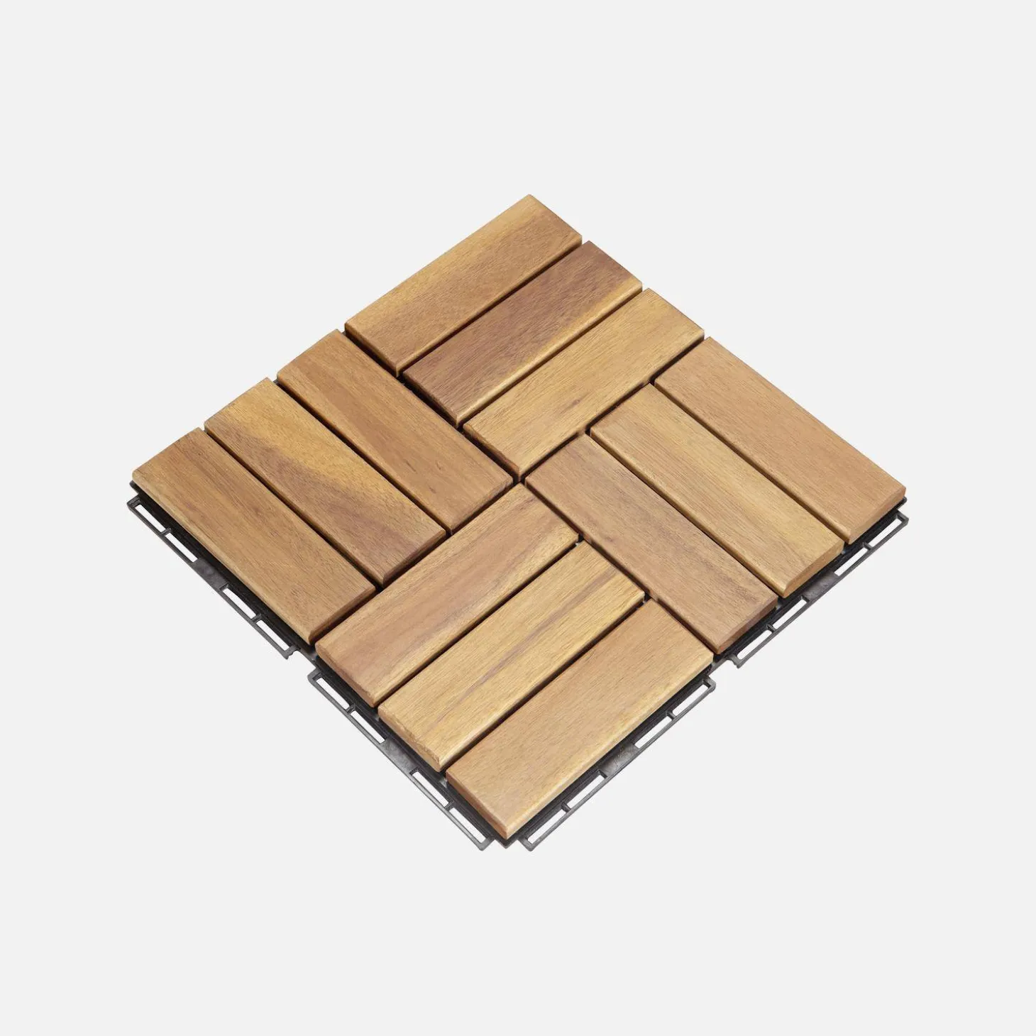 Set of 30x30cm wooden patio tiles, square pattern