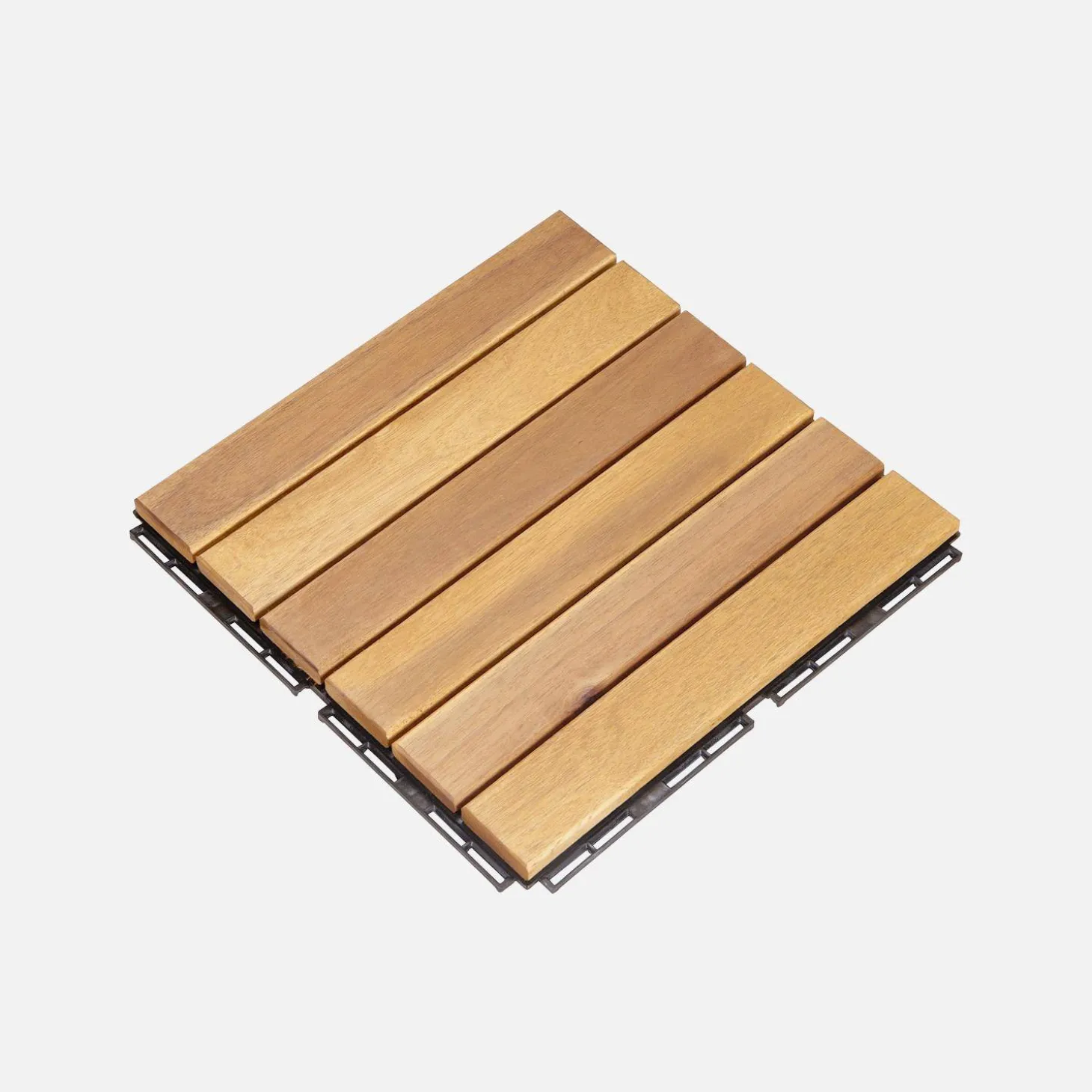 Set of 30x30cm wooden patio tiles with slats