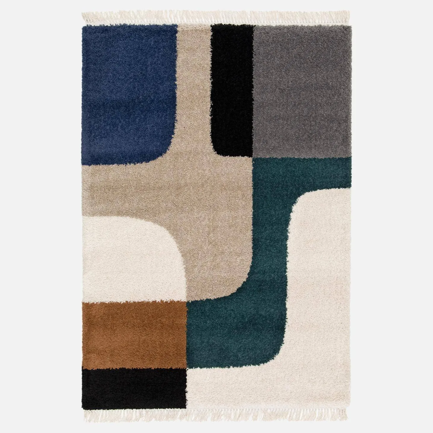 Shaggy rug with geometric pattern, cream