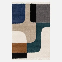 Shaggy rug with geometric pattern, cream