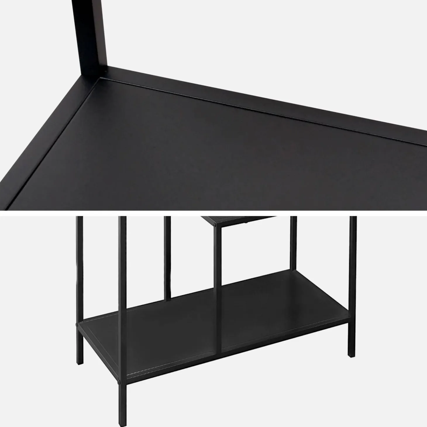 4-shelf asymmetrical bookshelf in black metal