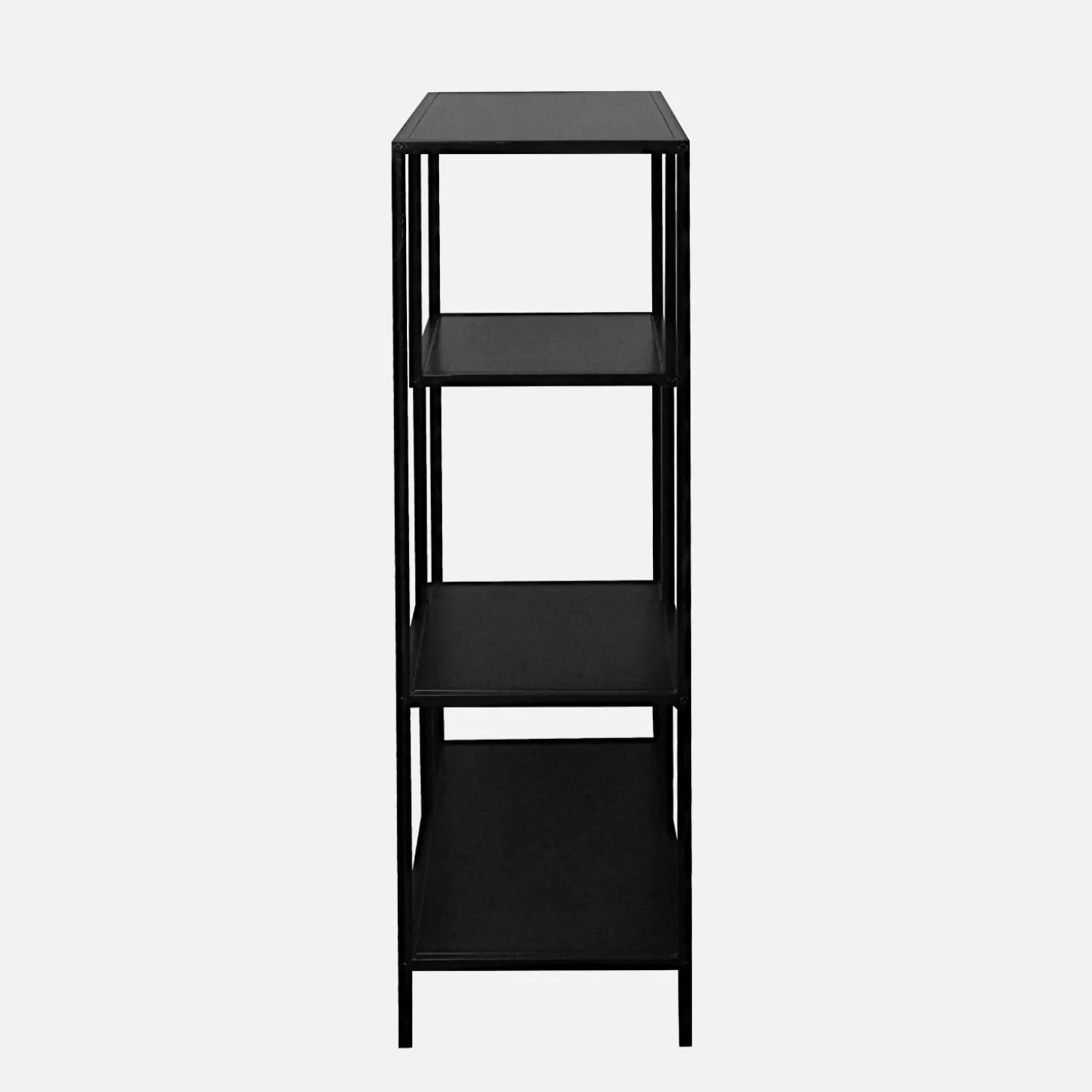 4-shelf asymmetrical bookshelf in black metal