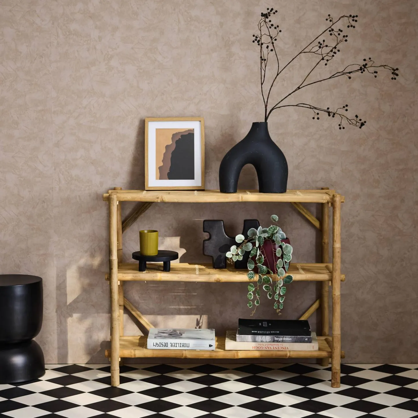 3-shelf bamboo console