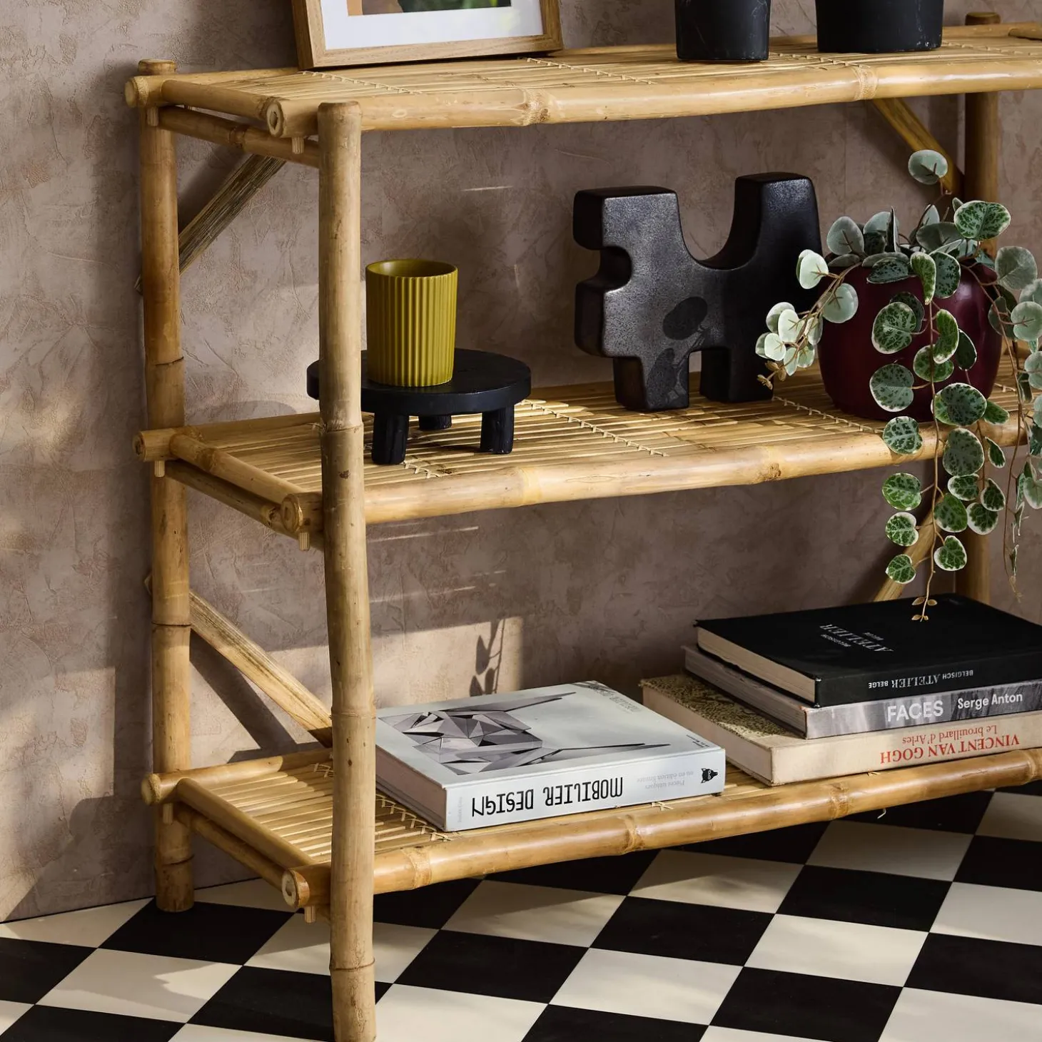 3-shelf bamboo console