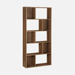 5-shelf bookcase with 10 compartments