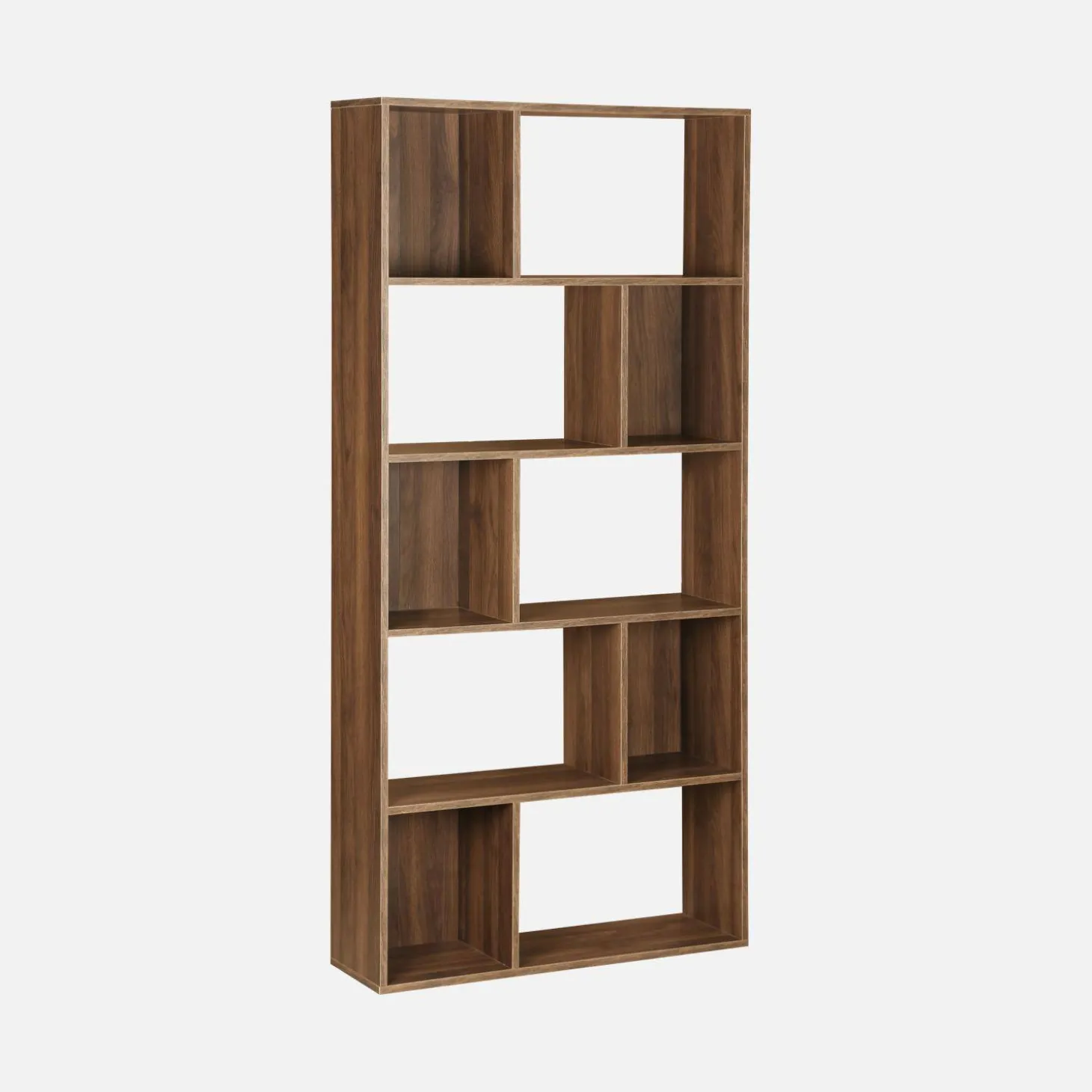 5-shelf bookcase with 10 compartments