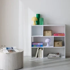 3-shelf bookcase with 6 compartments