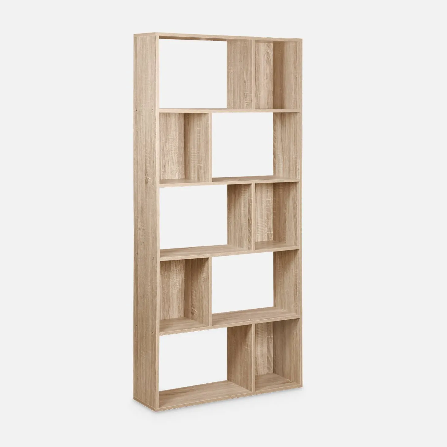 5-shelf bookcase with 10 compartments