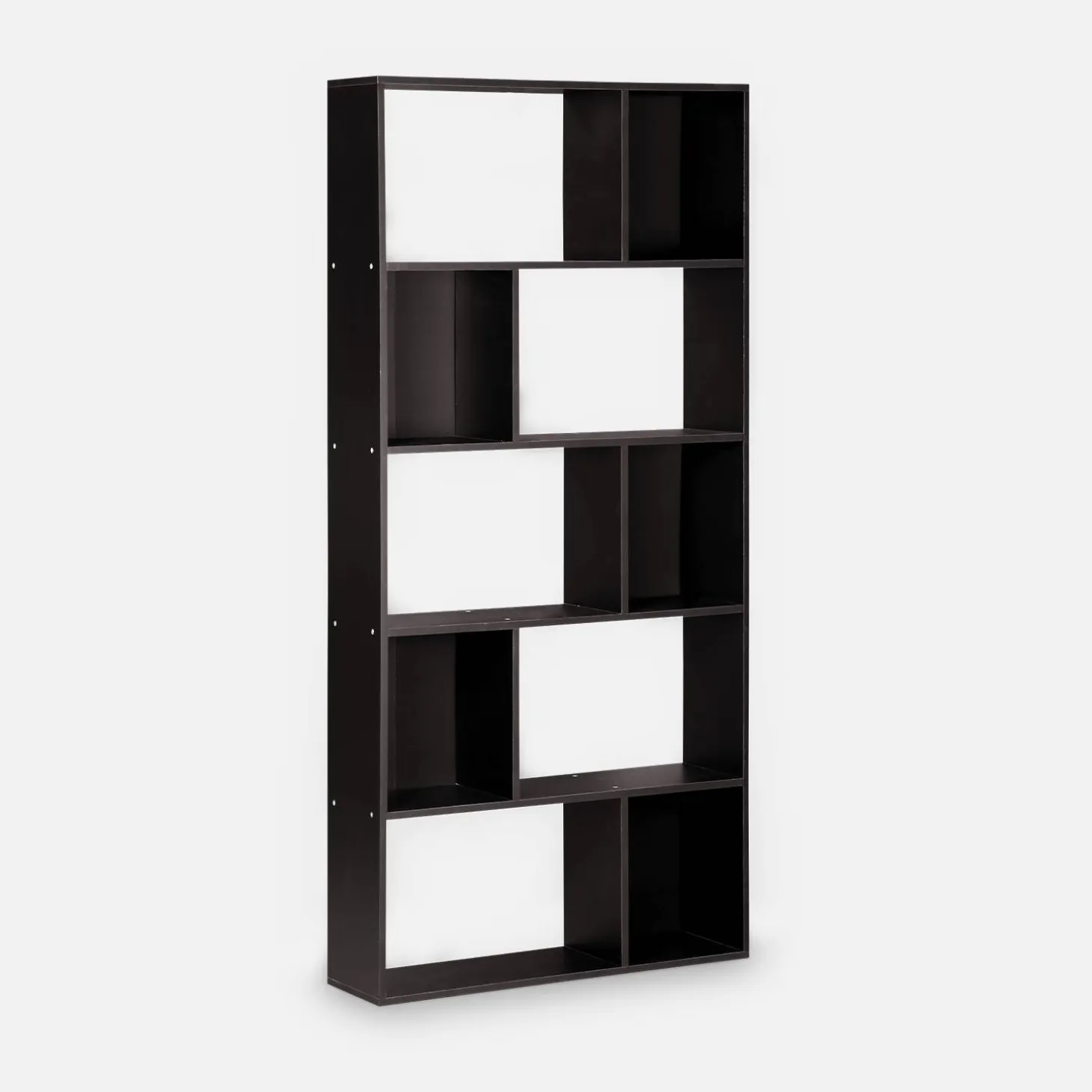 5-shelf bookcase with 10 compartments