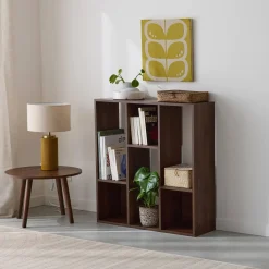 3-shelf bookcase with 6 compartments