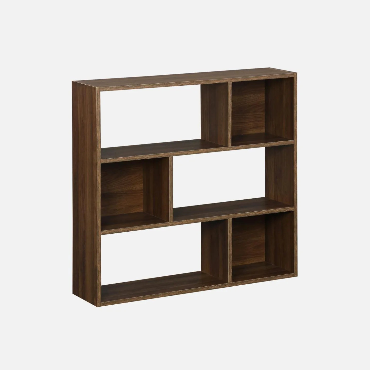 3-shelf bookcase with 6 compartments